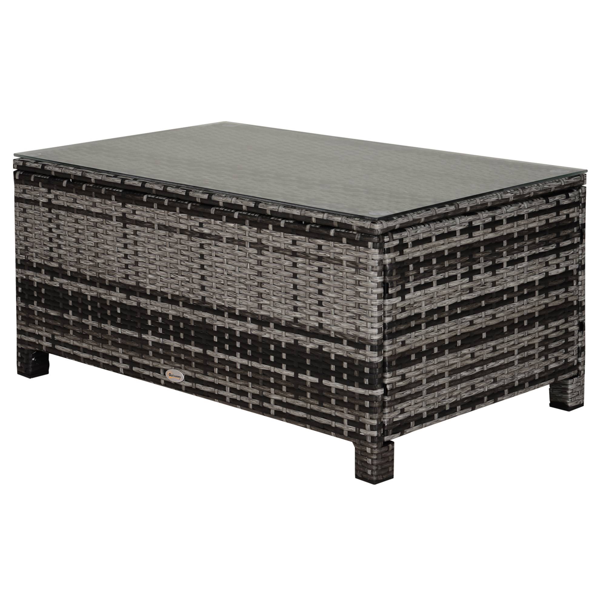 Table basse jardin métal résine tressée terrasse convivialité 85x50x39cm gris - ComfortXL Outdoor Living - Image 2