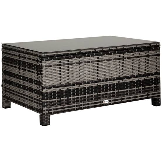 Table basse jardin métal résine tressée terrasse convivialité 85x50x39cm gris - ComfortXL Outdoor Living - Image 1