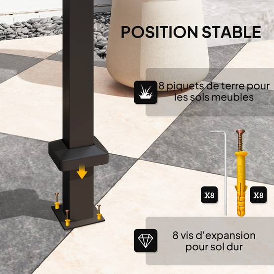 ComfortXL - Tonnelle abri barbecue métal double-toit rigide avec étagères noir 244x184cm - ComfortXL Outdoor Living - Image 9