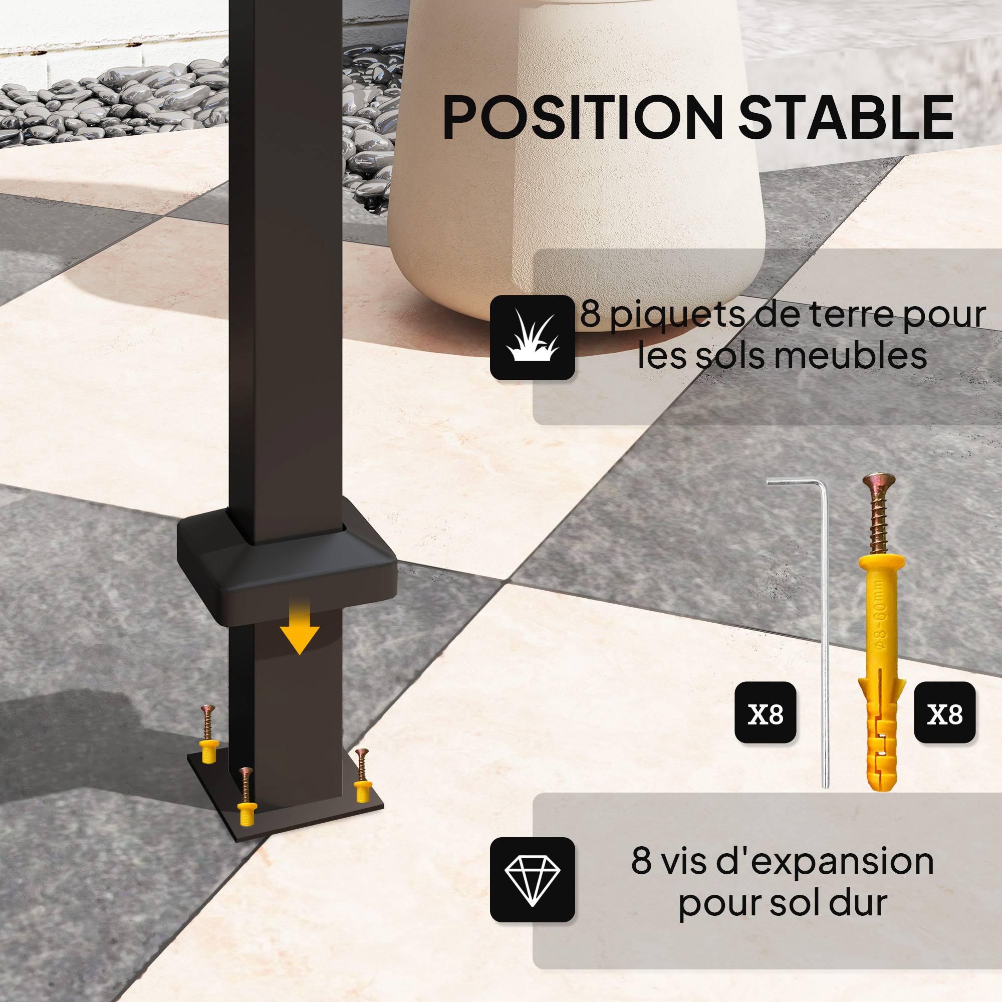 ComfortXL - Tonnelle abri barbecue métal double-toit rigide avec étagères noir 244x184cm - ComfortXL Outdoor Living - Image 9