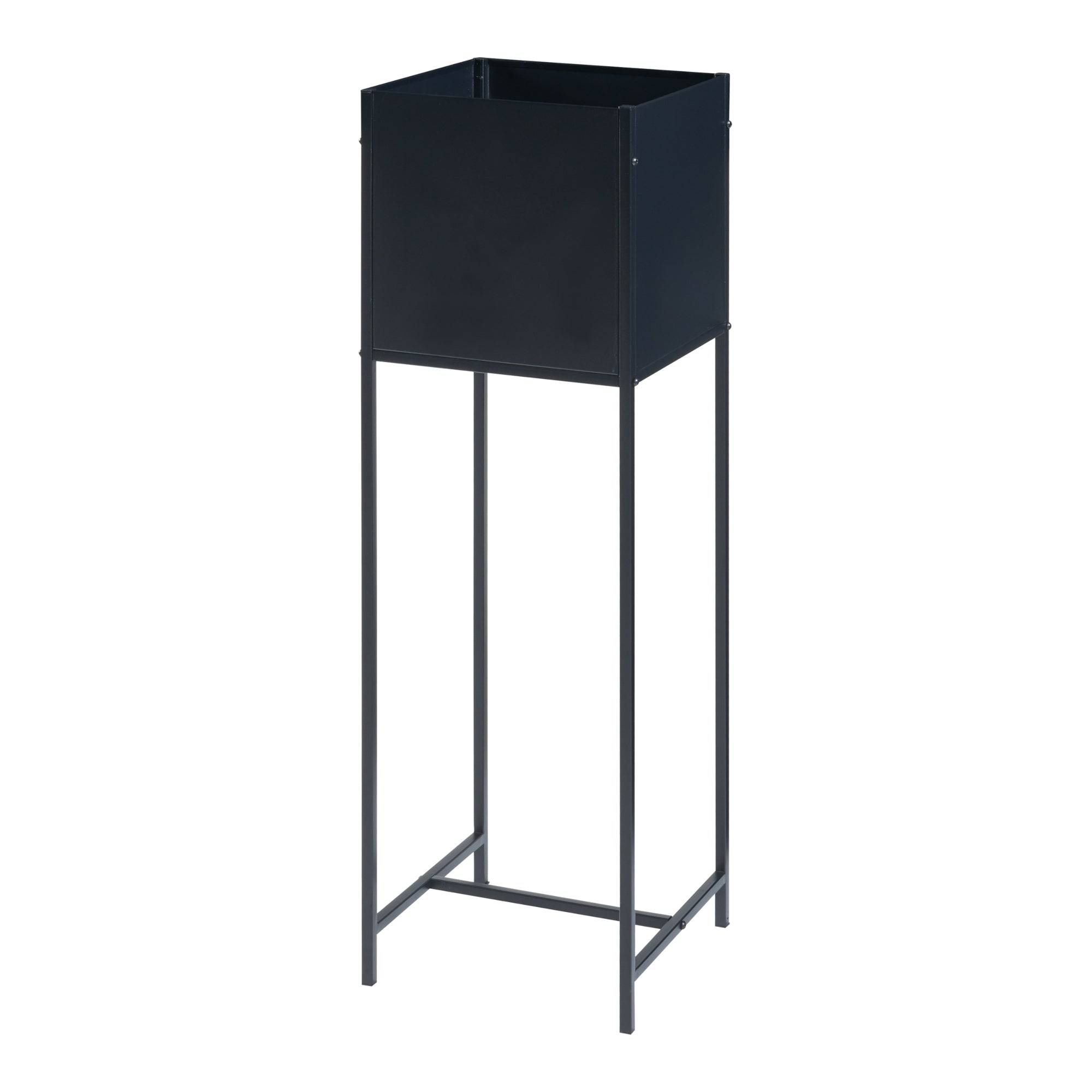 Support de plantes avec bac intégré métal 100 x 30 x 30 cm noir - Image 1