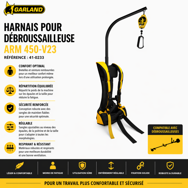 Garland - Harnais pour débroussailleuse GARLAND ARM 450-V23 - Coloris - Jaune - Image 2