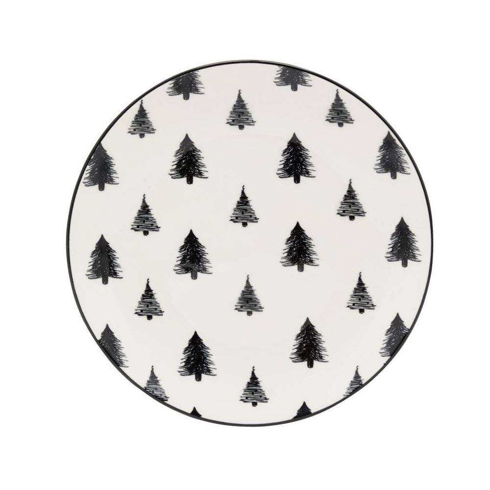 Aubry Gaspard - Vaisselle sapin en porcelaine noires et blanches (lot de 6) Assiette Ø19 - Imagen 4