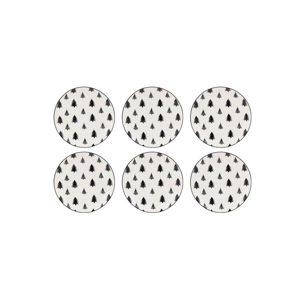 Aubry Gaspard - Vaisselle sapin en porcelaine noires et blanches (lot de 6) Assiette Ø19 - Imagen 1