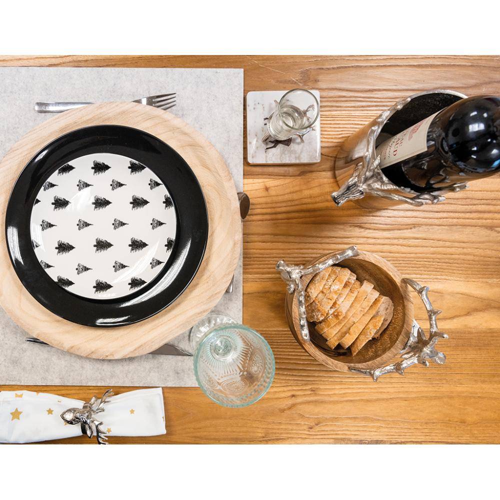 Aubry Gaspard - Vaisselle sapin en porcelaine noires et blanches (lot de 6) Assiette Ø19 - Imagen 2