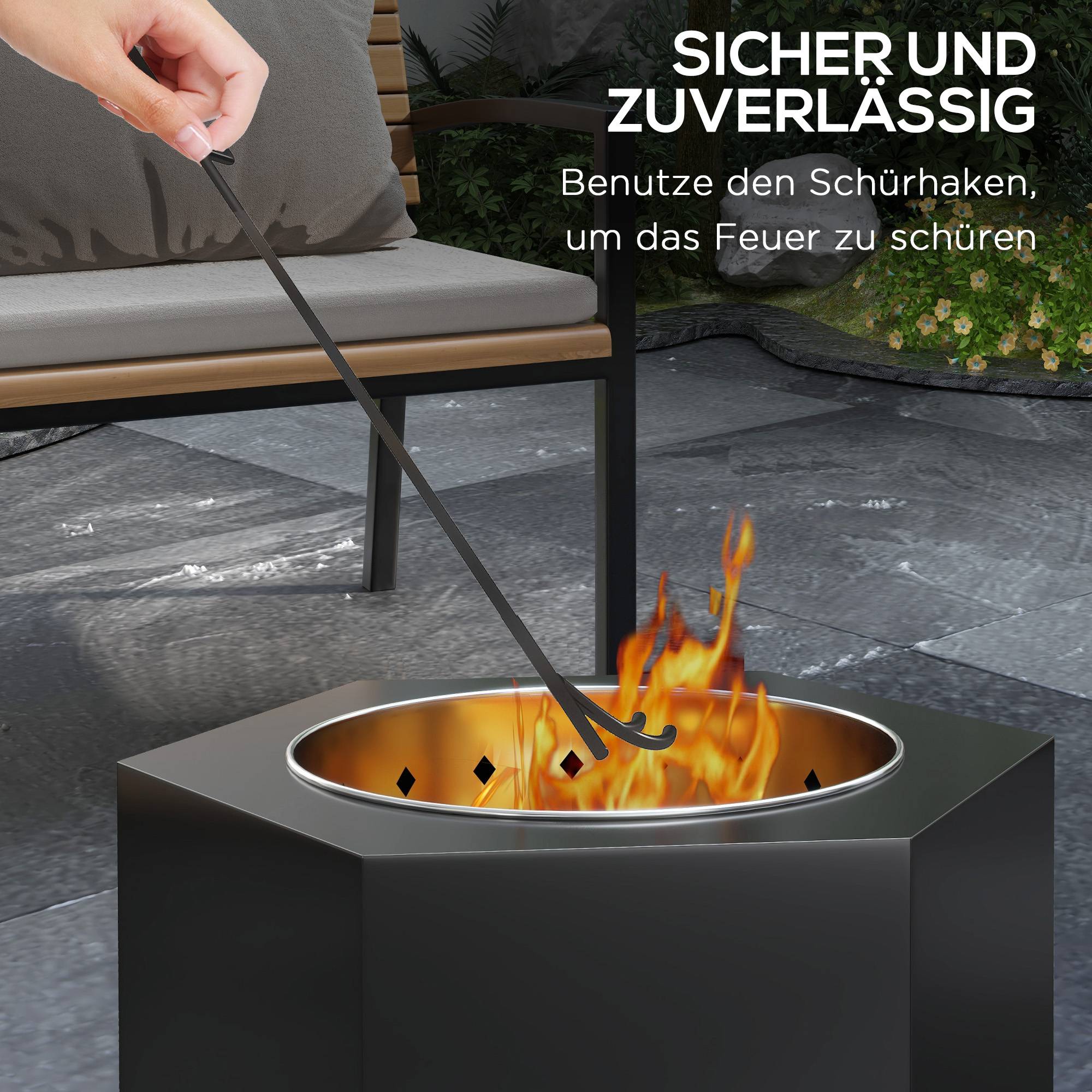 Brasero Portable sans Fumée Métal Noir Jardin Double Combustion 46cm - ComfortXL Outdoor Living - Image 6