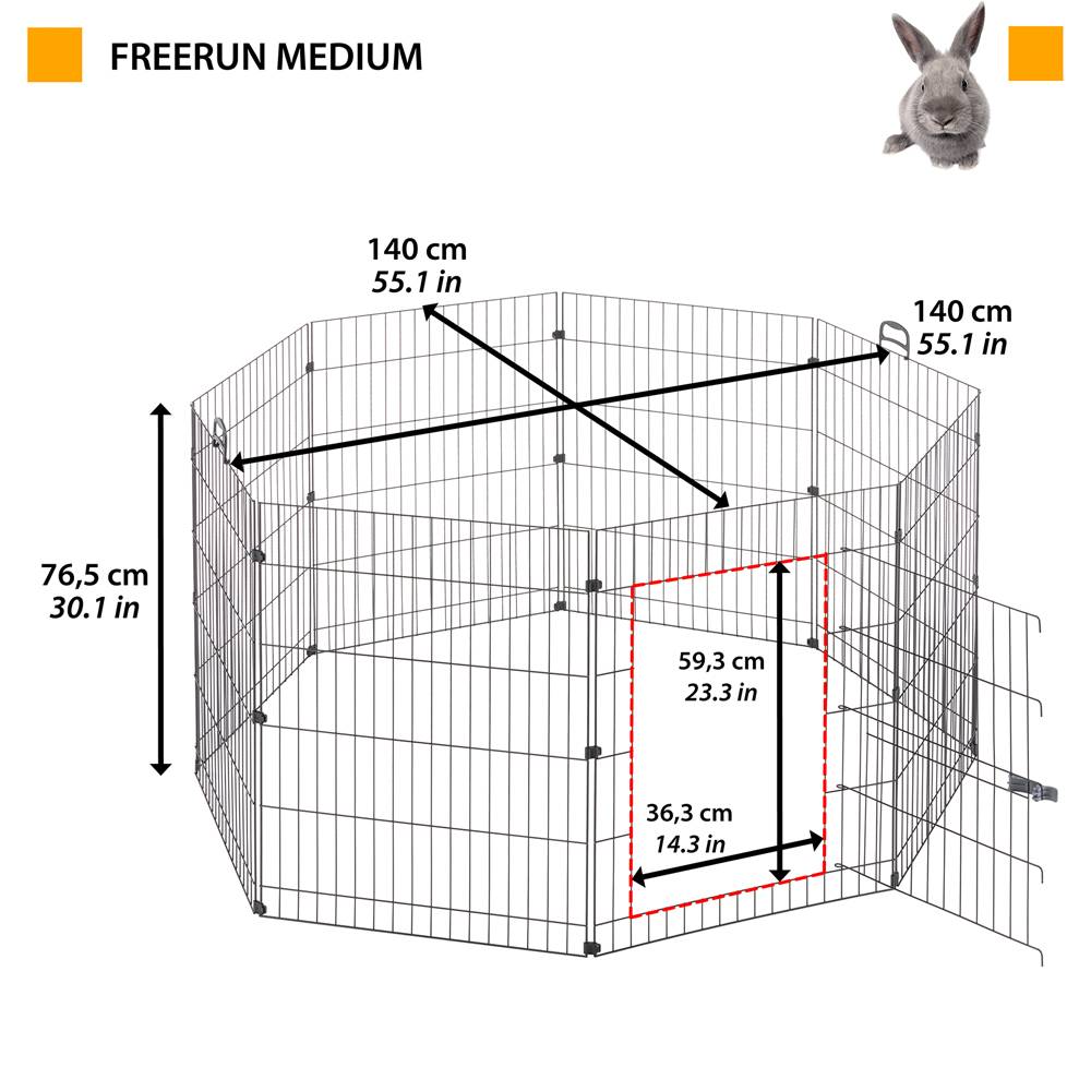 Ferplast - Ferplast Enclos Lapin FREERUN MEDIUM, Lapins, Cochon d'Inde, Cloture, Enclos pour Lapins, Animaux Domestiques, Diamètre 140 x 76,5 cm, avec Poignées - Imagen 2