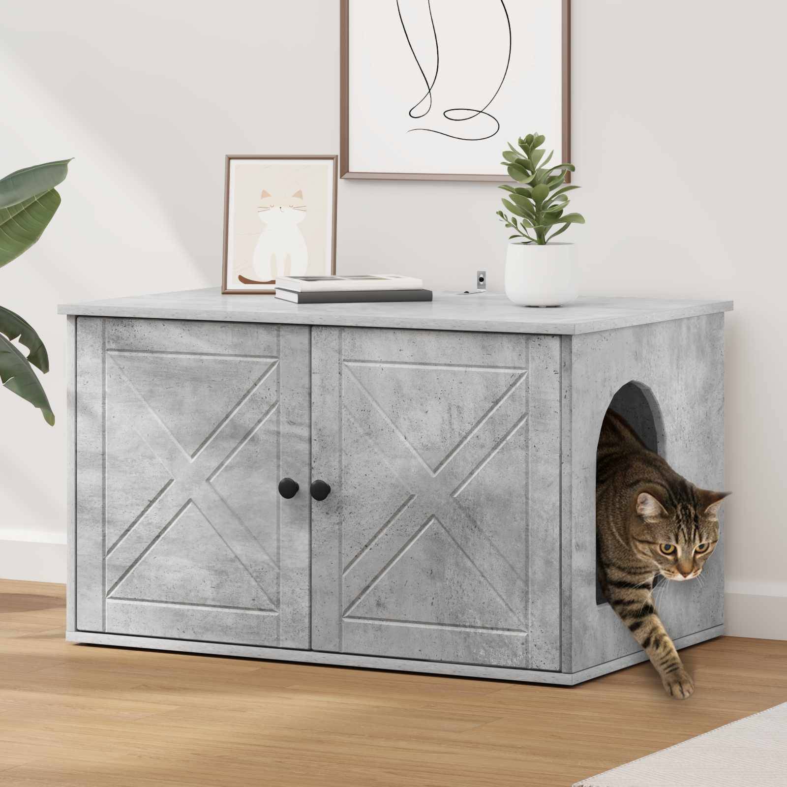 Chatiere bois gris  85 x 55 x 50,5 cm  - Prolenta premium p367.2 - Image 2