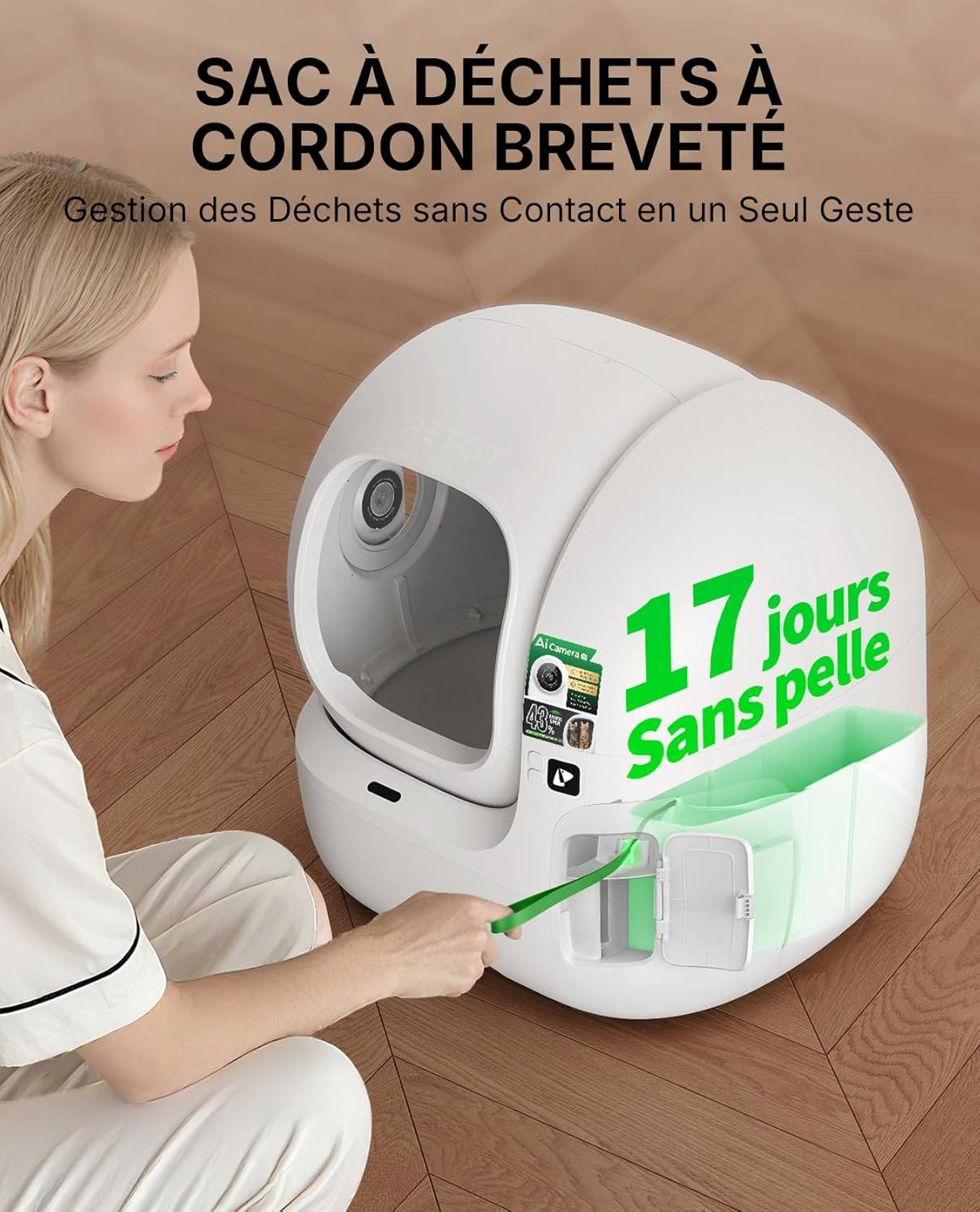 Litière automatique pour chat Purobot Max Pro 2.0 avec caméra IA entrée élargie - Petkit - Image 6