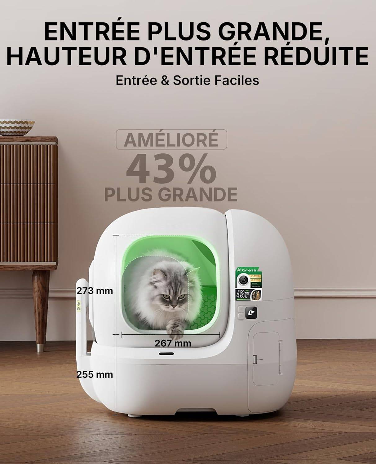 Litière automatique pour chat Purobot Max Pro 2.0 avec caméra IA entrée élargie - Petkit - Image 2