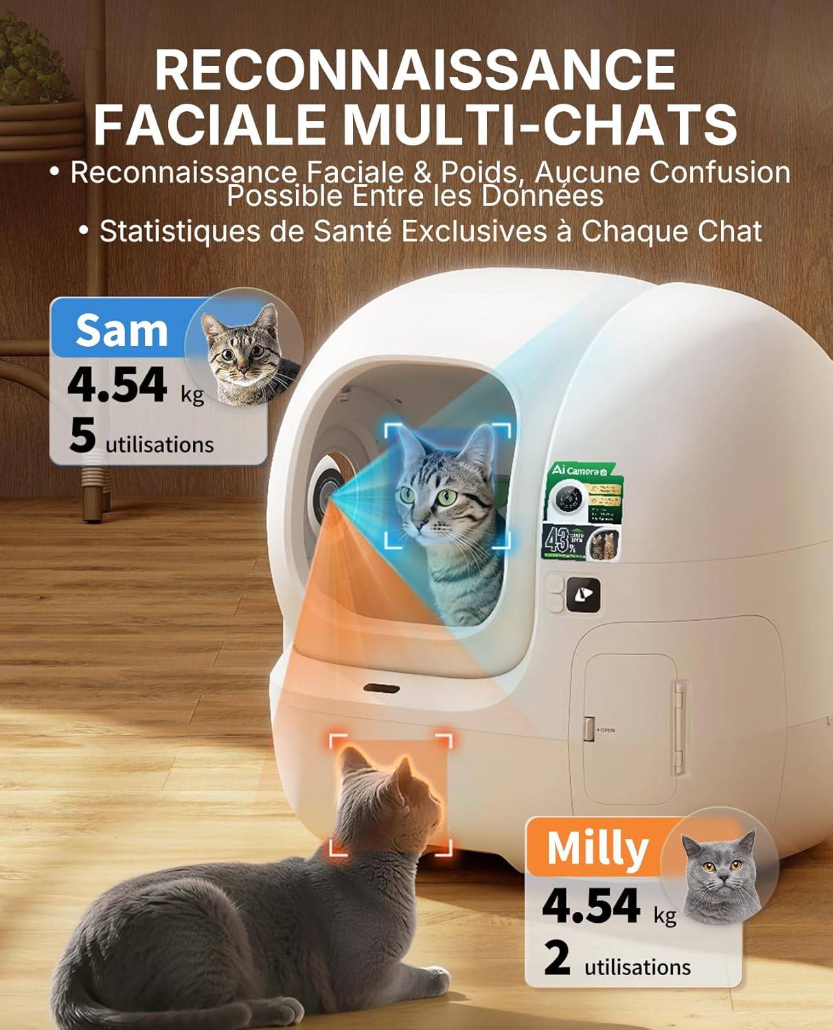 Litière automatique pour chat Purobot Max Pro 2.0 avec caméra IA entrée élargie - Petkit - Image 7