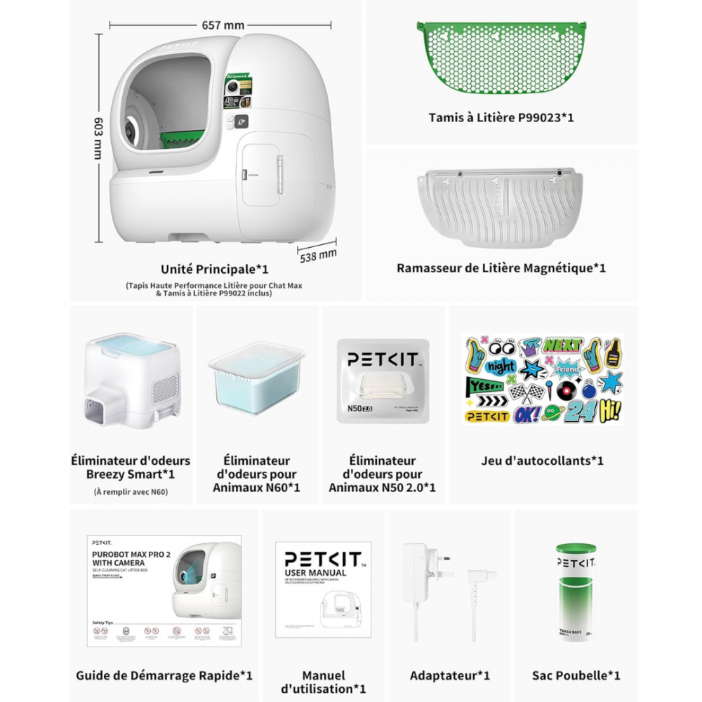 Litière automatique pour chat Purobot Max Pro 2.0 avec caméra IA entrée élargie - Petkit - Image 10