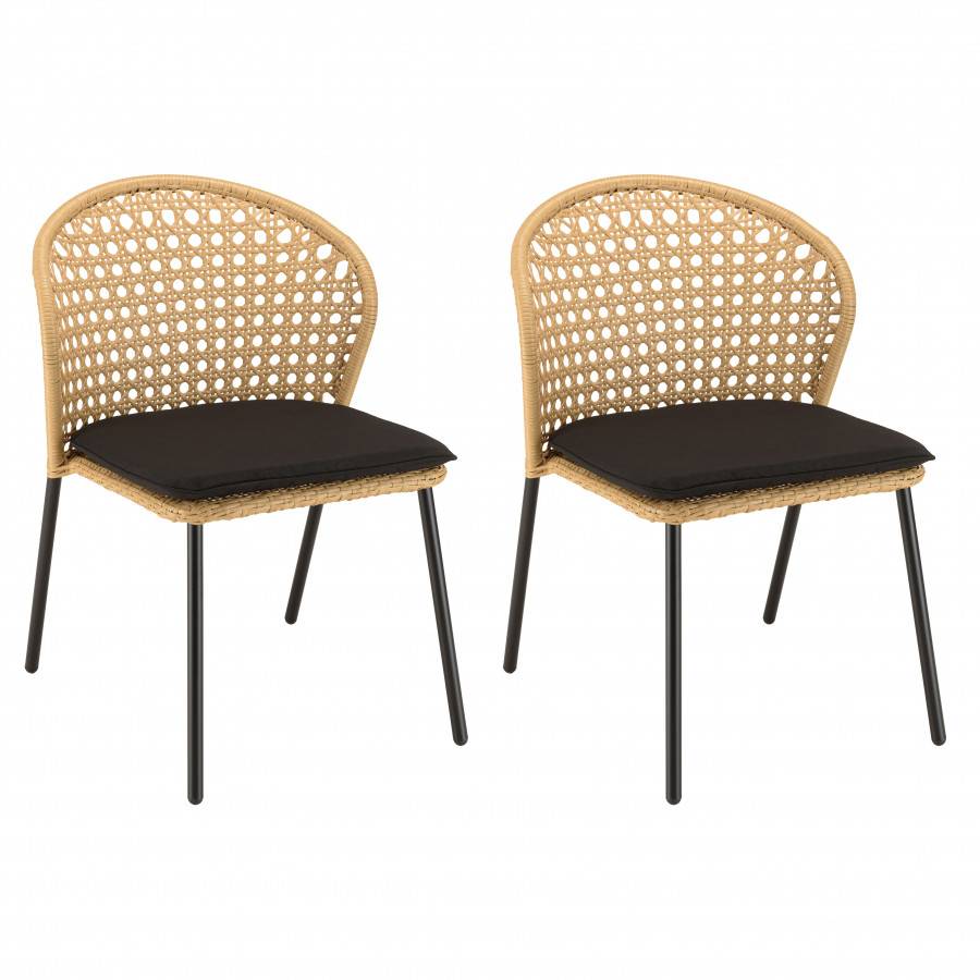 Macabane - MALO - SALON DE JARDIN 6 PERS. - 1 table rectangulaire 180x100cm et 6 chaises beiges et noires - Imagen 10