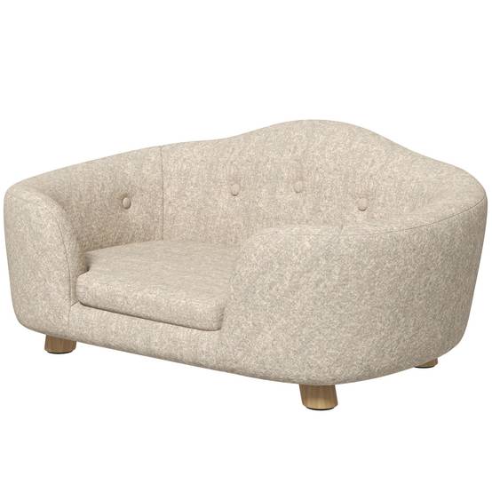 Sans Marque - Canapé animal tapis chien lit canapé chat coussin poche arrière mousse pin blanc crème 70x47x30 cm - Image 2