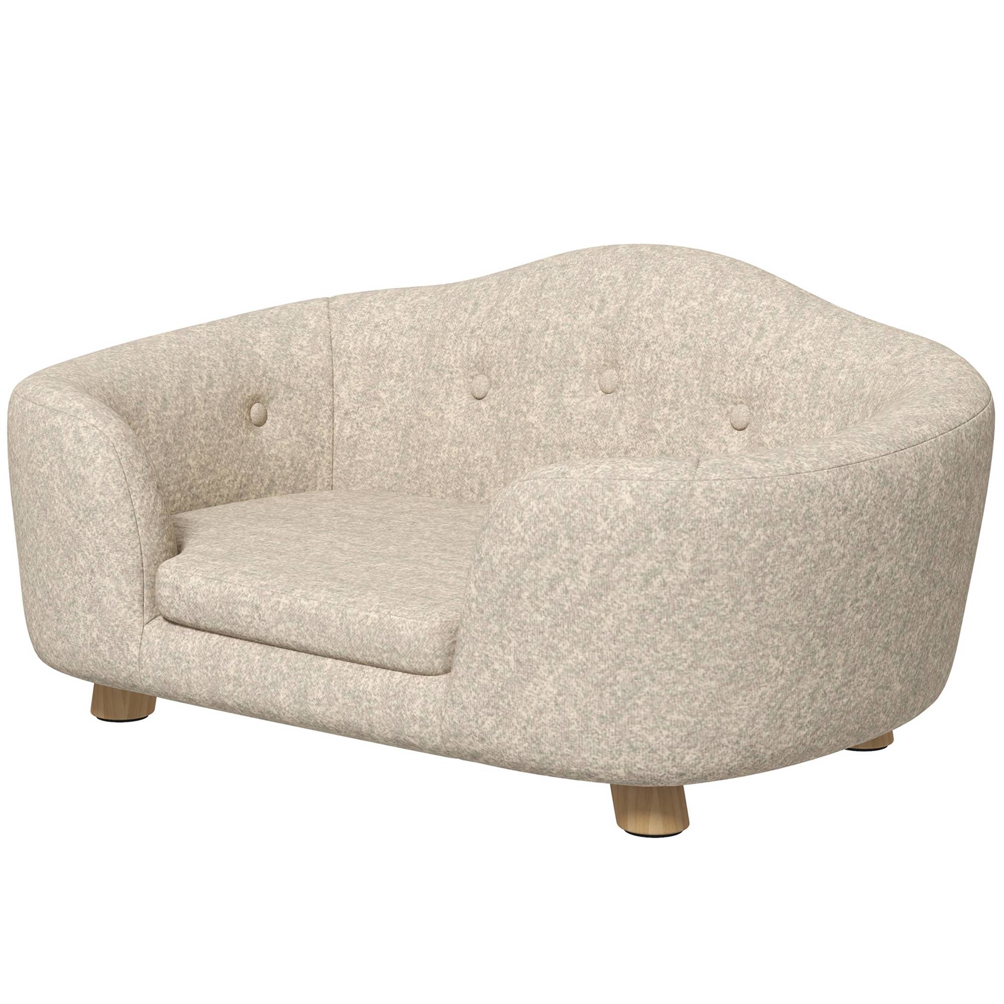 Sans Marque - Canapé animal tapis chien lit canapé chat coussin poche arrière mousse pin blanc crème 70x47x30 cm - Image 2