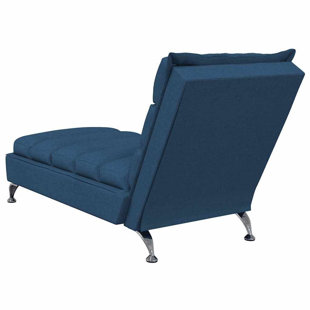 Bain de soleil - Transat - Chaise longue de massage avec coussins bleu tissu - MEUBLE PRO - Imagen 6