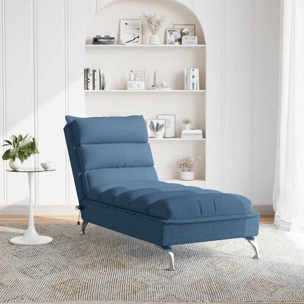 Bain de soleil - Transat - Chaise longue de massage avec coussins bleu tissu - MEUBLE PRO - Imagen 3