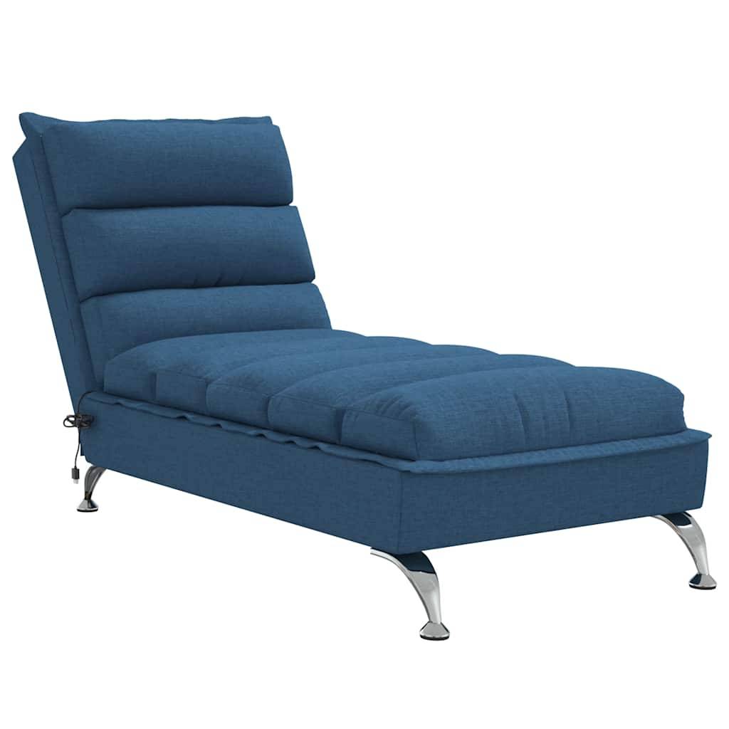 Bain de soleil - Transat - Chaise longue de massage avec coussins bleu tissu - MEUBLE PRO - Imagen 1