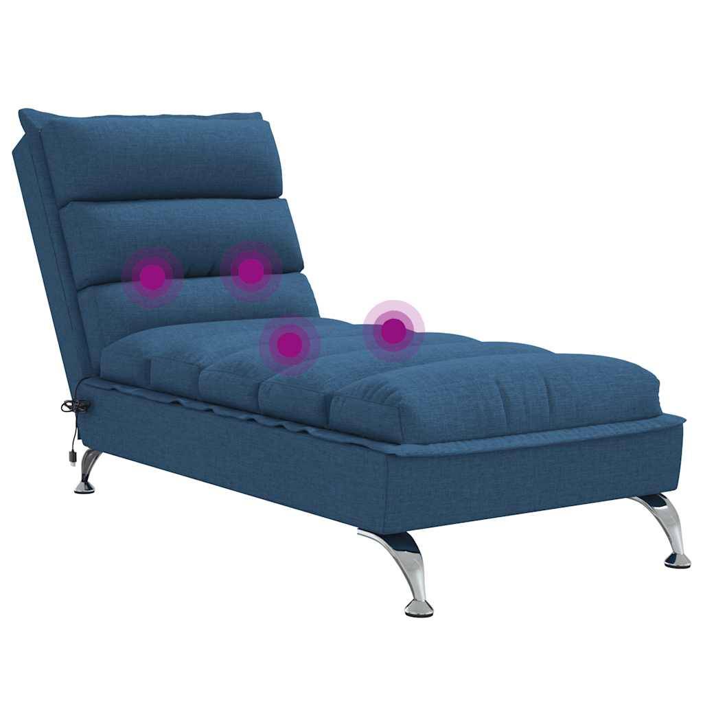 Bain de soleil - Transat - Chaise longue de massage avec coussins bleu tissu - MEUBLE PRO - Imagen 7