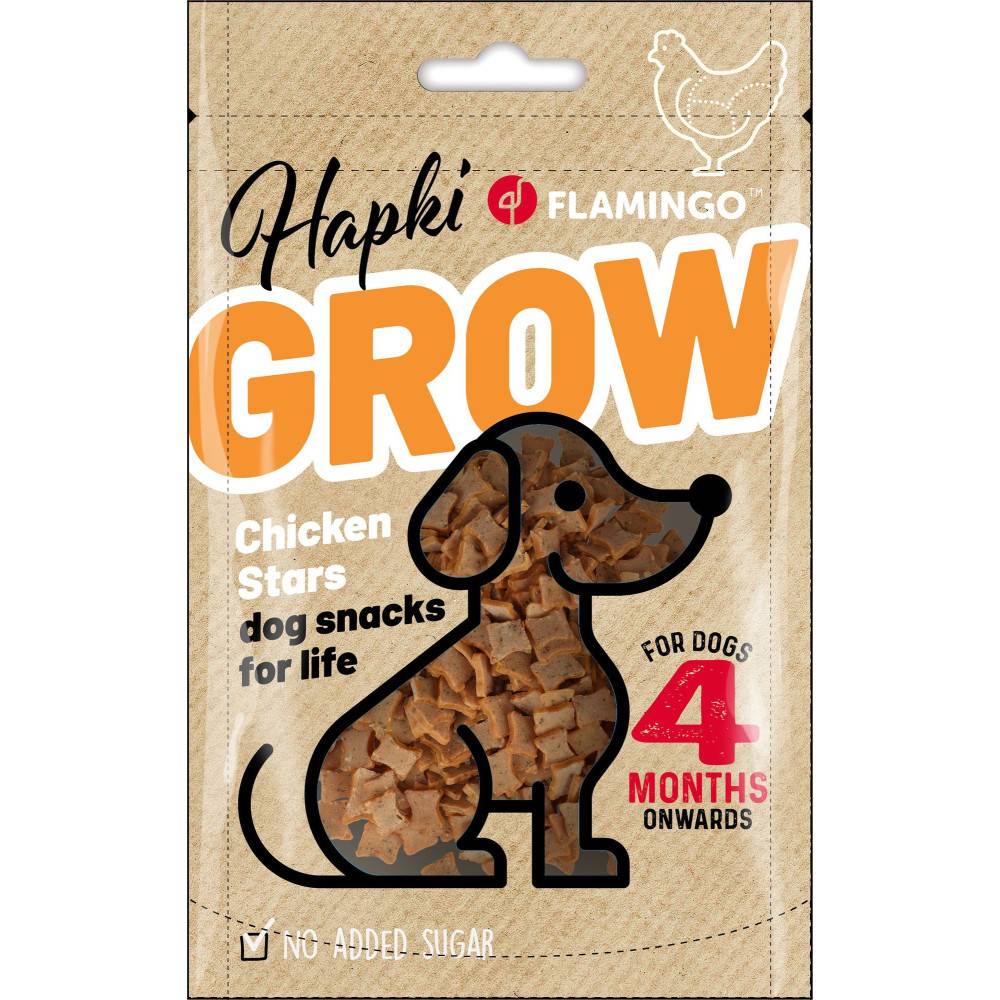 Flamingo - Friandises Hapki Grow Petites étoiles avec poulet 85 g pour chiot a partir de 4 mois - Imagen 1