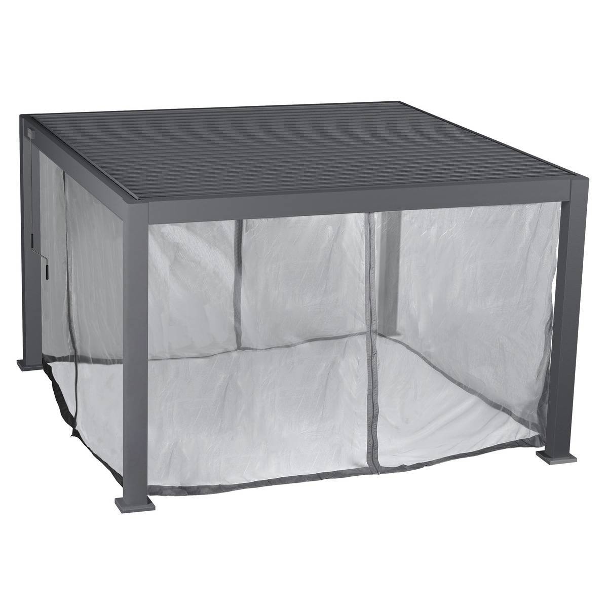 Hesperide - Kit de rideaux, moustiquaires et rails pour pergola bioclimatique "Evora" 3,6 x 3,6m Graphite Hespéride - Imagen 1