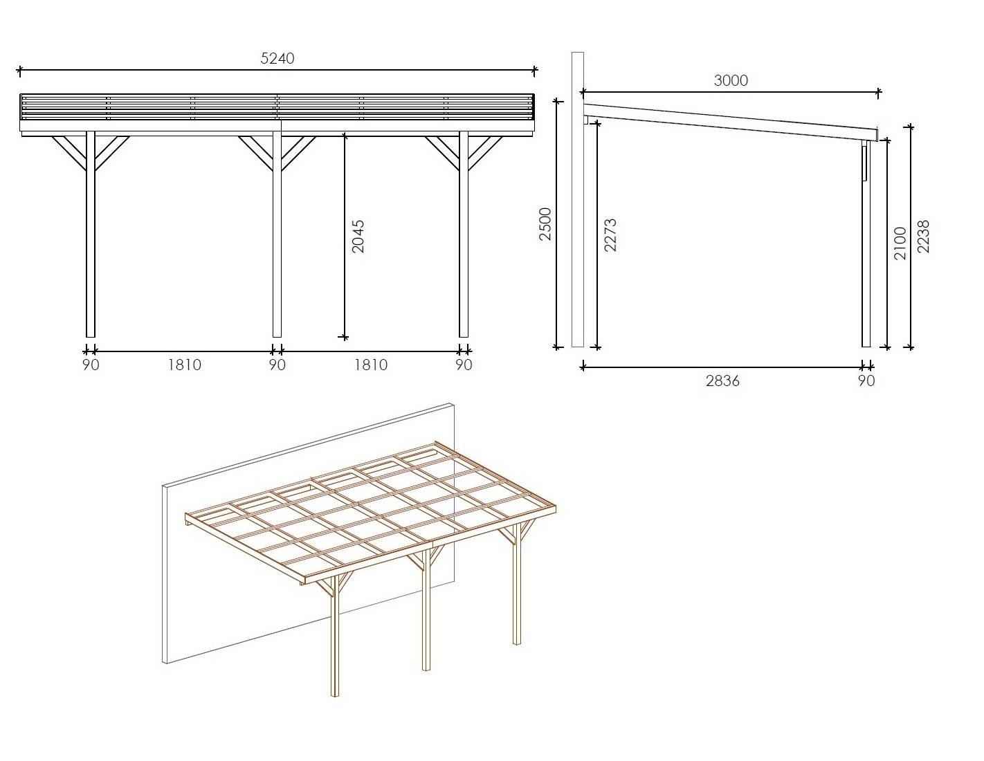 Altanka - Carport, abri de voiture  3x5.24 m - 15 m2 - couverture PVC  - CAR7-2PVCTR - ALTANKA - Image 3