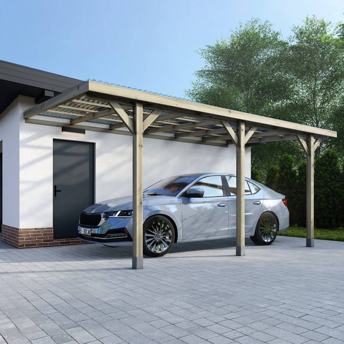Altanka - Carport, abri de voiture 3x5.24 m - 15 m2 - couverture PVC - CAR7-2PVCTR - ALTANKA - Image 2