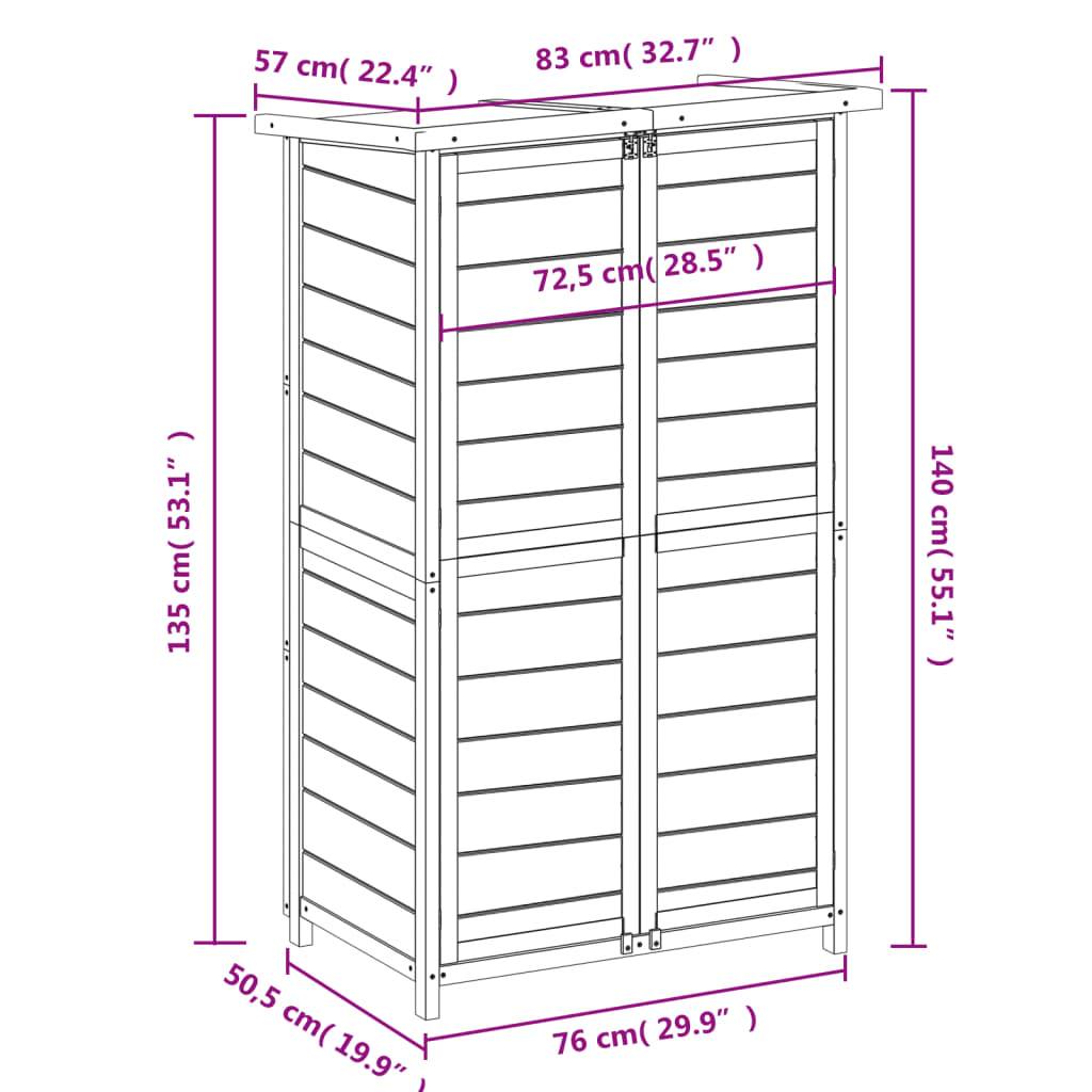 Abri de jardin cabane cabanon maison de stockage remise extérieur hangar outils robuste moka 83 x 57 x 140 cm bois massif pin marron - Image 5