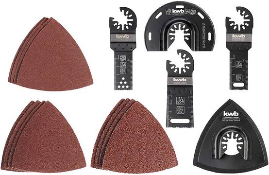 Kwb By Einhell - Set de 17 outils multifonctions pour bois, métal et plastique (12 abrasifs et 5 lames) KWB by Einhell - Image 1