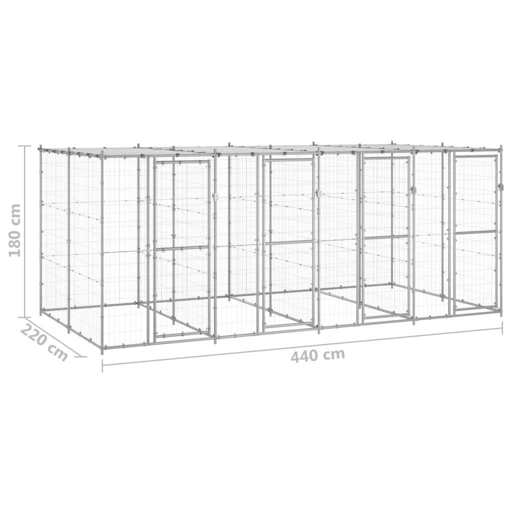 Helloshop26 - Chenil extérieur cage enclos parc animaux chien extérieur acier galvanisé avec toit 9,68 m² - Imagen 2
