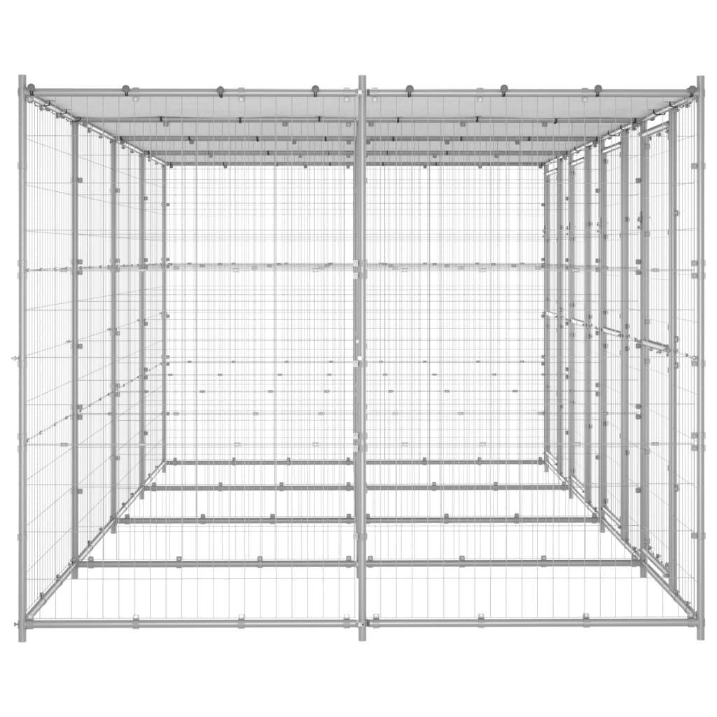 Helloshop26 - Chenil extérieur cage enclos parc animaux chien extérieur acier galvanisé avec toit 9,68 m² - Imagen 4