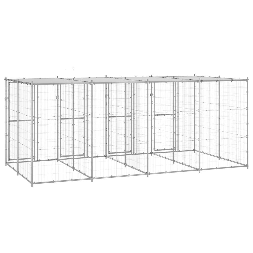 Helloshop26 - Chenil extérieur cage enclos parc animaux chien extérieur acier galvanisé avec toit 9,68 m² - Imagen 5