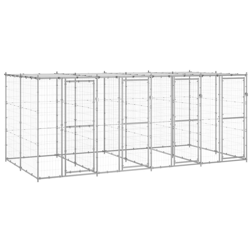 Helloshop26 - Chenil extérieur cage enclos parc animaux chien extérieur acier galvanisé avec toit 9,68 m² - Imagen 1