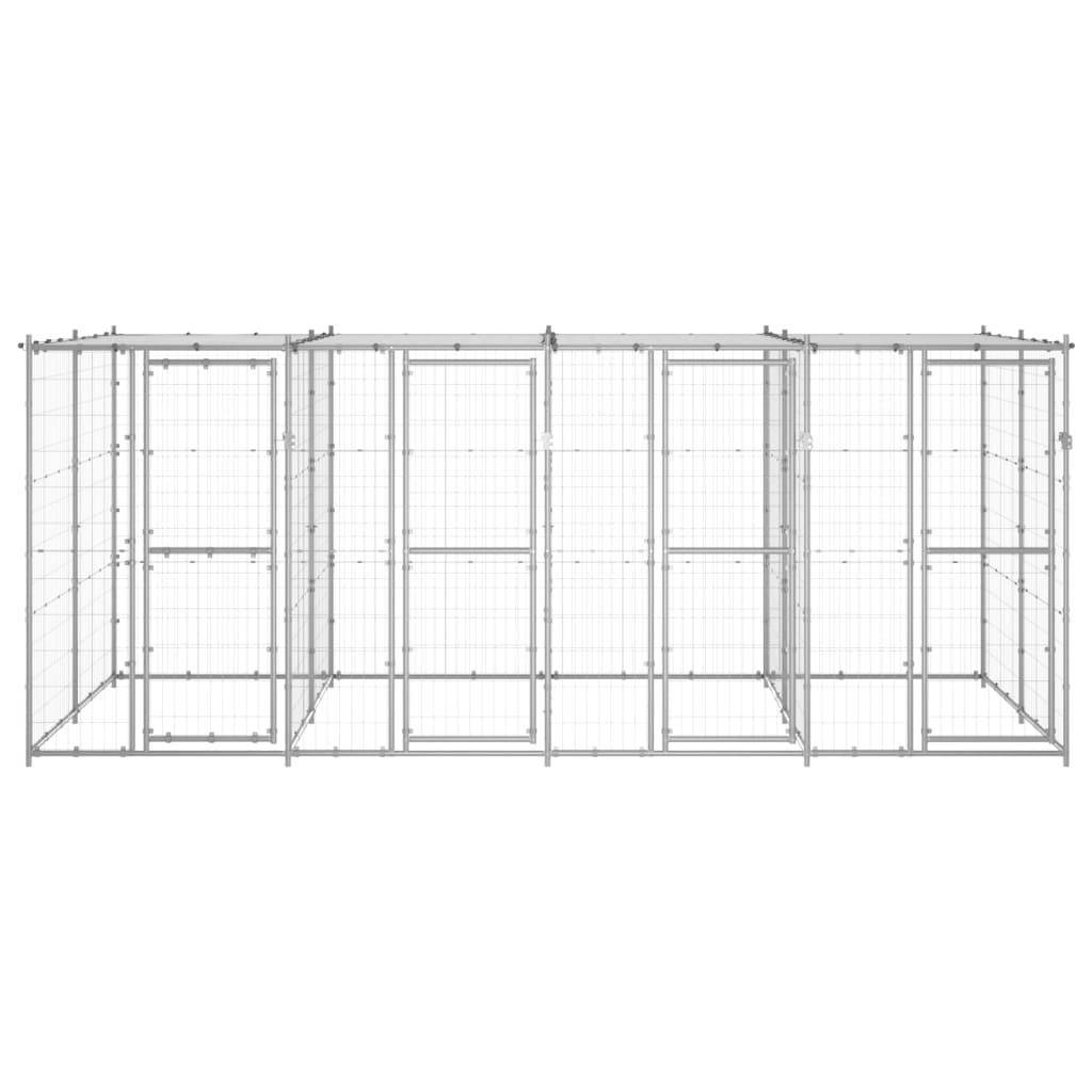 Helloshop26 - Chenil extérieur cage enclos parc animaux chien extérieur acier galvanisé avec toit 9,68 m² - Imagen 3