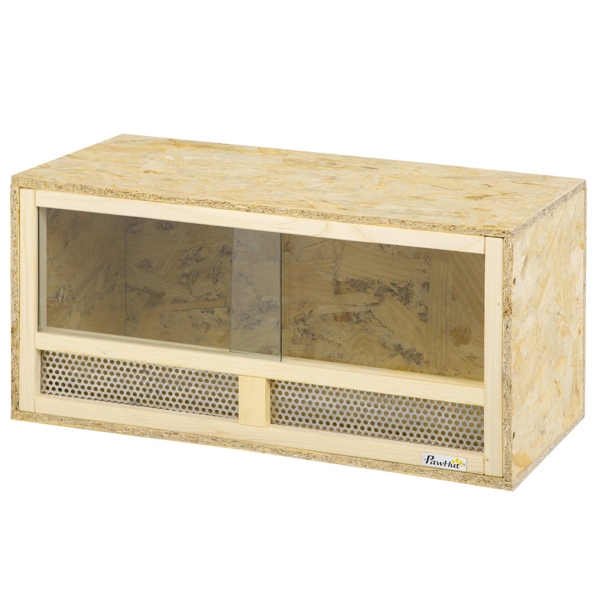Terrarium Reptiles Bois OSB Maison Portes Verre Coulissantes 60x29cm - ComfortXL Outdoor Living - Image 2