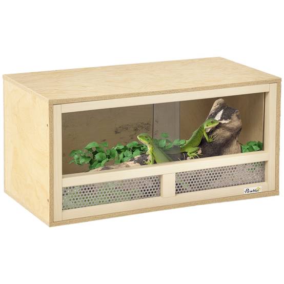 Terrarium Reptiles Bois OSB Maison Portes Verre Coulissantes 60x29cm - ComfortXL Outdoor Living - Image 1