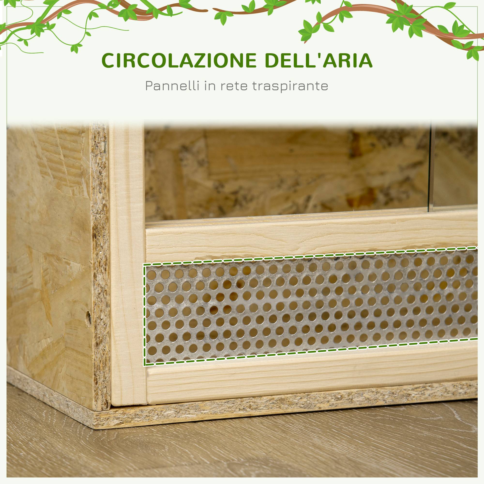 Terrarium Reptiles Bois OSB Maison Portes Verre Coulissantes 60x29cm - ComfortXL Outdoor Living - Image 9