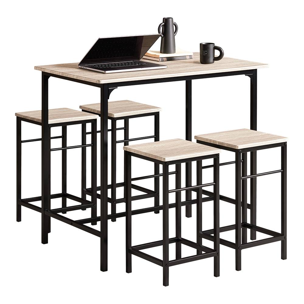 Sobuy - Set de 1 Table + 4 Tabourets Ensemble Table de Bar Bistrot + 4 Tabourets avec Repose-Pieds Table Haute Cuisine L100 x I 60 x H 87cm SoBuy - Imagen 1
