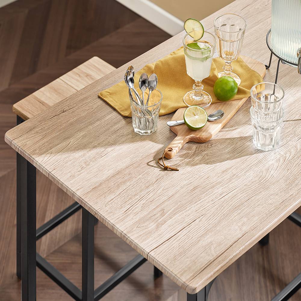 Sobuy - Set de 1 Table + 4 Tabourets Ensemble Table de Bar Bistrot + 4 Tabourets avec Repose-Pieds Table Haute Cuisine L100 x I 60 x H 87cm SoBuy - Imagen 8