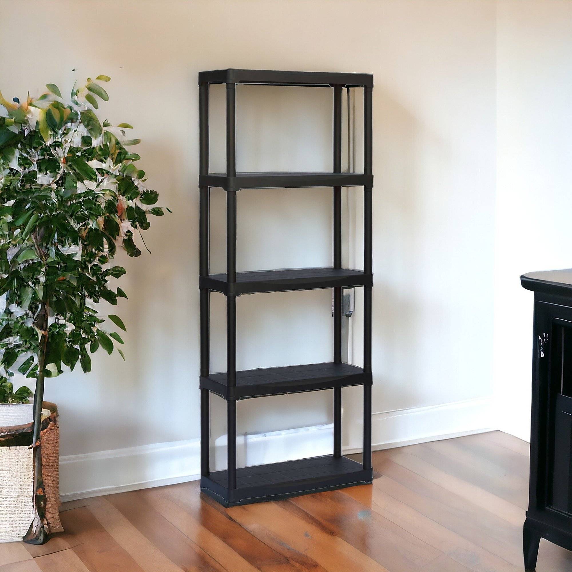 Dmora - Armoire d'extérieur Dammendol, Etagère d'extérieur, Armoire de balcon polyvalente, Armoire d'extérieur, Anthracite, 70x30h176 cm - Dmora - Imagen 2