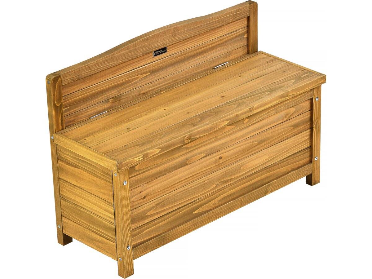Banc Coffre De Jardin En Bois "ben" - 90 X 33 X 60 Cm - Marron -habitat Et Jardin - Image 1