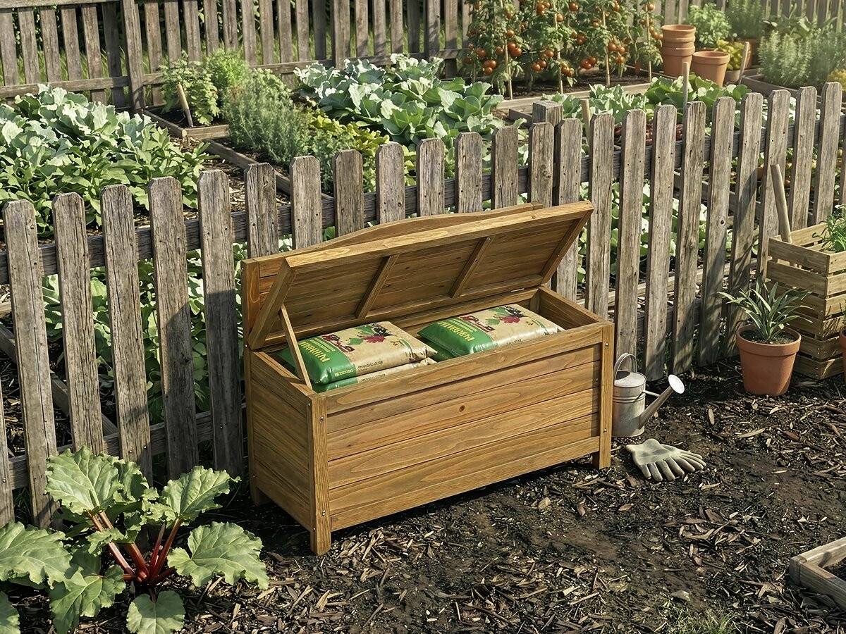 Banc Coffre De Jardin En Bois "ben" - 90 X 33 X 60 Cm - Marron -habitat Et Jardin - Image 4
