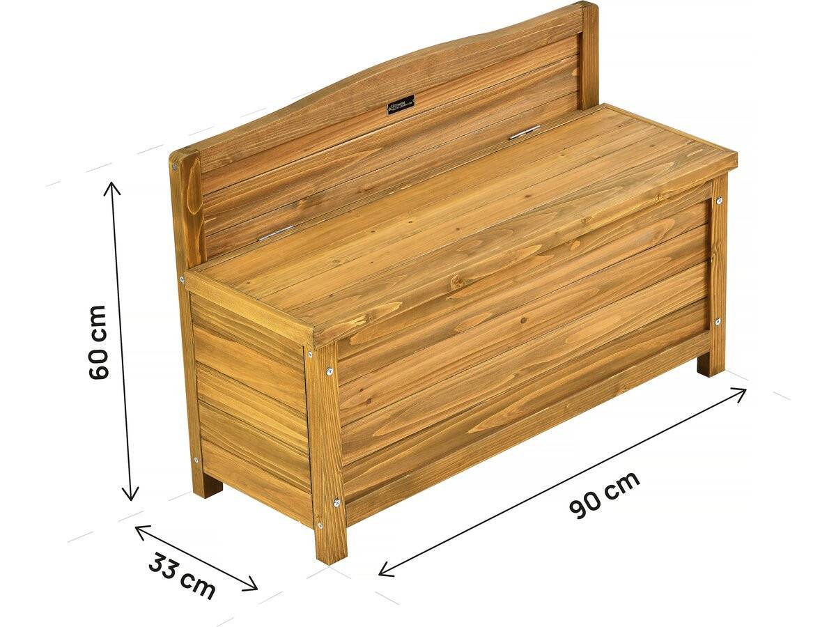 Banc Coffre De Jardin En Bois "ben" - 90 X 33 X 60 Cm - Marron -habitat Et Jardin - Image 3