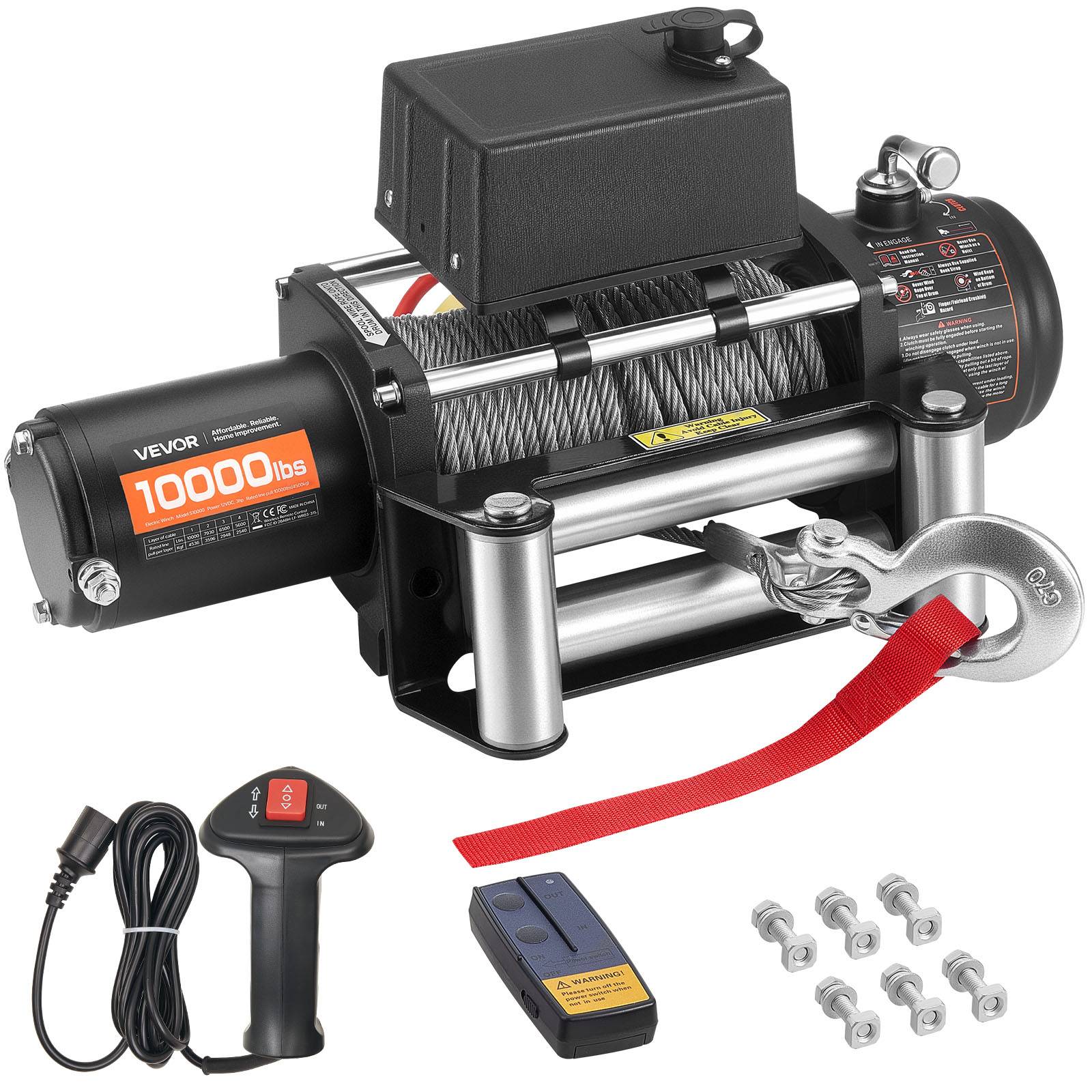 Vevor - VEVOR Treuil électrique 12 V 4 500 kg, câble acier Ø 8,3 mm x 19,8 m, télécommandes filaire et sans fil, IP55, pour SUV et tout-terrain - Image 1