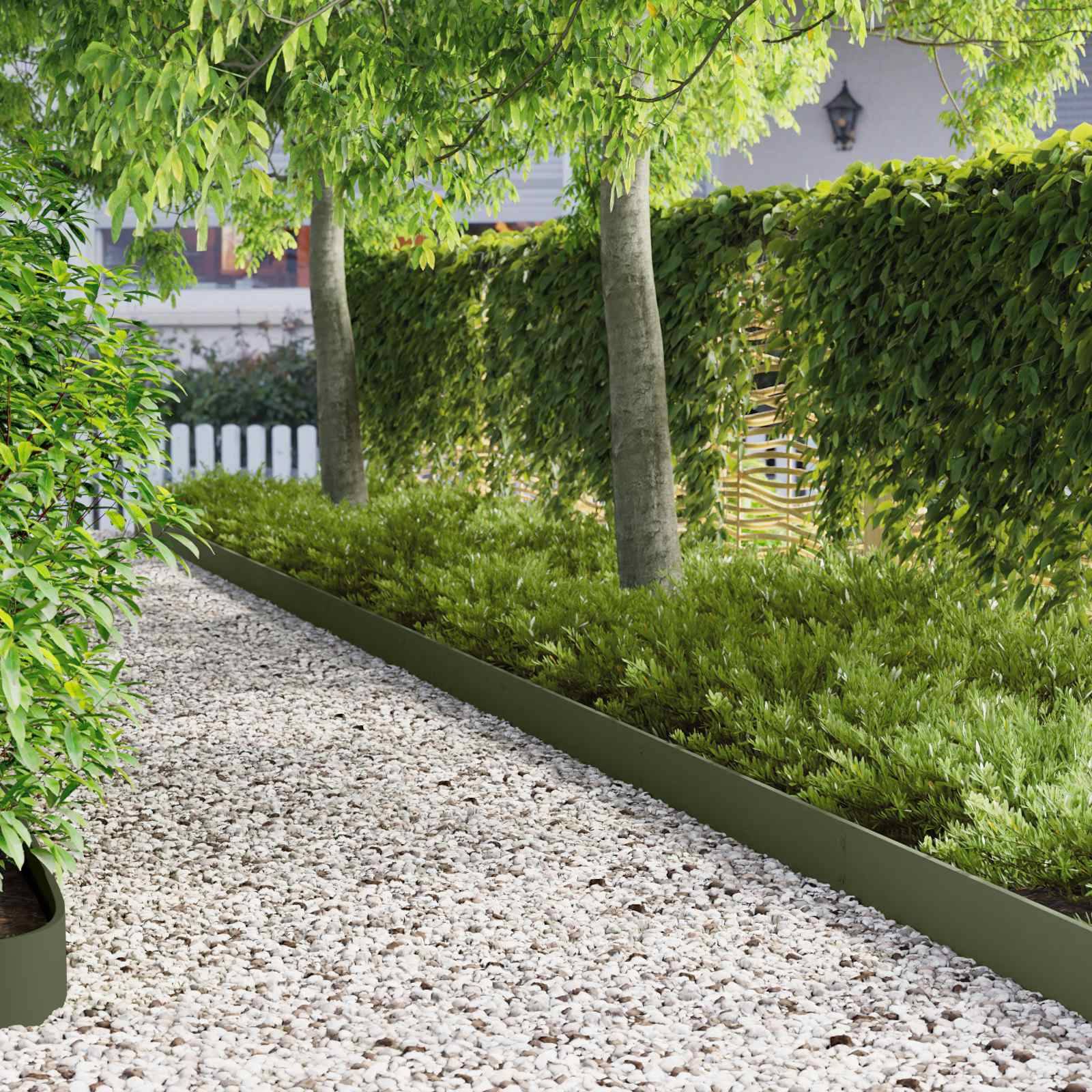 Bordure aménagement acier pour extérieurs lignes épurées 20 pcs 103x15cm vert olive - ComfortXL Outdoor Living - Image 1