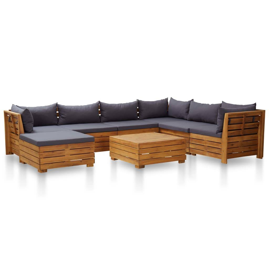 Vidaxl - Salon de jardin 8 pcs avec coussins Bois d'acacia Gris foncé vidaXL 46683 - Imagen 1