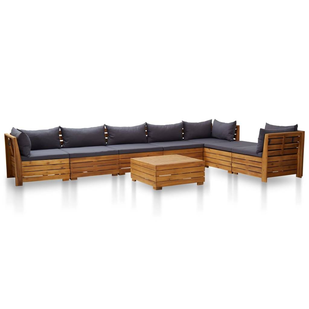 Vidaxl - Salon de jardin 8 pcs avec coussins Bois d'acacia Gris foncé vidaXL 46683 - Imagen 9