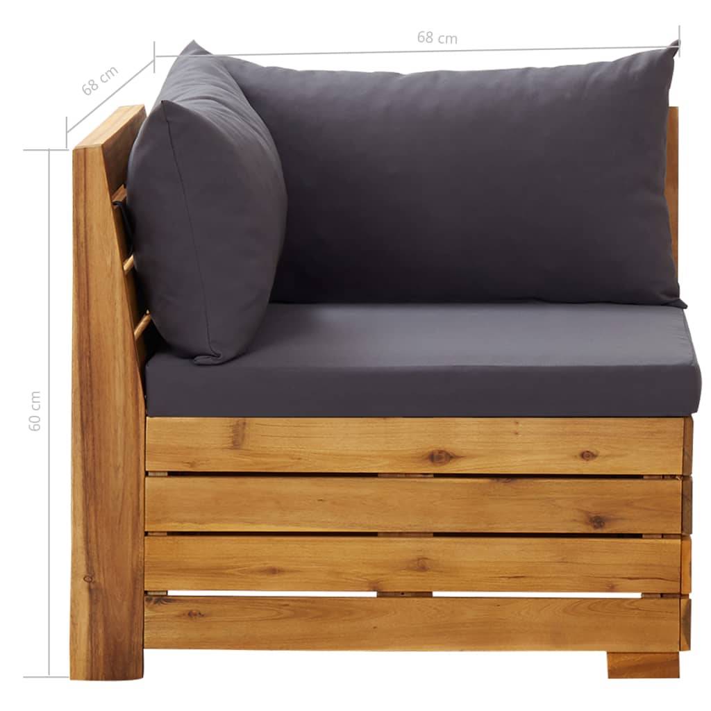 Vidaxl - Salon de jardin 8 pcs avec coussins Bois d'acacia Gris foncé vidaXL 46683 - Imagen 3