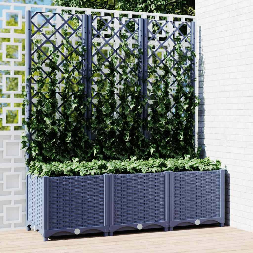 Vidaxl - Jardinière avec treillis bleu gris 120x40x136 cm PP vidaXL 318253