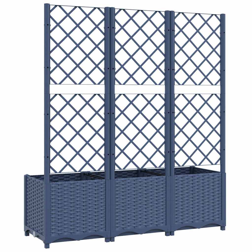 Vidaxl - Jardinière avec treillis bleu gris 120x40x136 cm PP vidaXL 318253 - Image 5